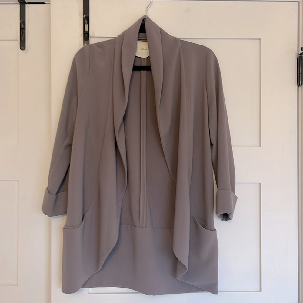 Wilfred Draped Open Front Blazer in Taupe